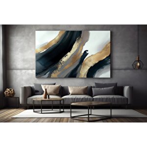 Gri Altın Soyut Kanvas Baskı; Mermer Sanatı