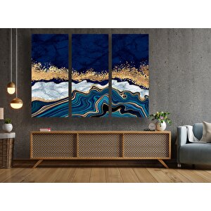 Mavi Altın Soyut Kanvas Baskısı; Lüks Mermer Sanatı