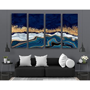 Mavi Altın Soyut Kanvas Baskısı; Lüks Mermer Sanatı