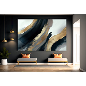 Gri Altın Soyut Kanvas Baskı; Mermer Sanatı 70x100 cm