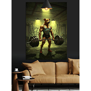 Köpek Ağırlık Spor Dekoratif Kanvas - Mdf Ahşap Tablo 70x100 cm