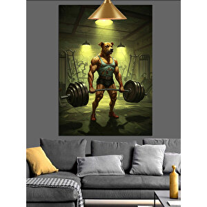 Köpek Ağırlık Spor Dekoratif Kanvas - Mdf Ahşap Tablo 70x100 cm