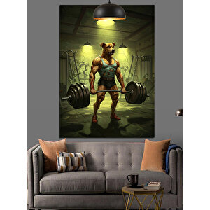 Köpek Ağırlık Spor Dekoratif Kanvas - Mdf Ahşap Tablo