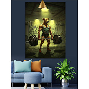 Köpek Ağırlık Spor Dekoratif Kanvas - Mdf Ahşap Tablo