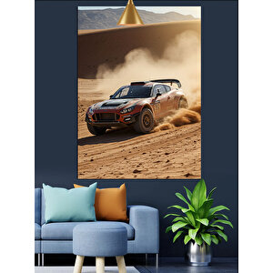 Çölde Hızlı Araba Dekoratif Kanvas - Mdf Ahşap Tablo 35x50 cm