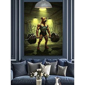 Köpek Ağırlık Spor Dekoratif Kanvas - Mdf Ahşap Tablo 25x35 cm