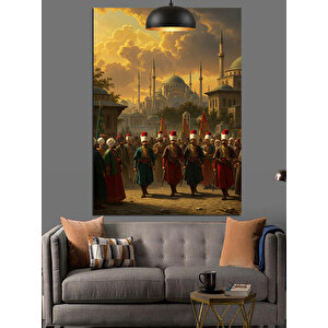 Osmanlı Askeri Tören Dekoratif Kanvas - Mdf Ahşap Tablo 35x50 cm