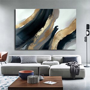 Gri Altın Soyut Kanvas Baskı; Mermer Sanatı 120x150 cm