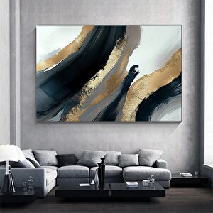 Gri Altın Soyut Kanvas Baskı; Mermer Sanatı