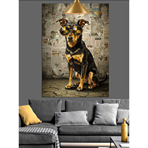 Gazete Fon Köpek Dekoratif Kanvas - Mdf Ahşap Tablo 70x100 cm