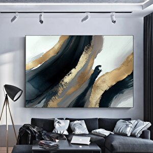 Gri Altın Soyut Kanvas Baskı; Mermer Sanatı