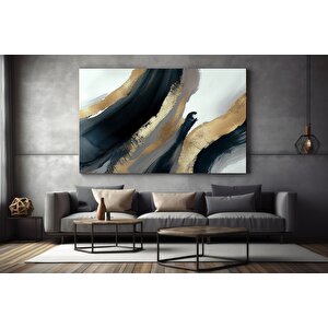 Gri Altın Soyut Kanvas Baskı; Mermer Sanatı