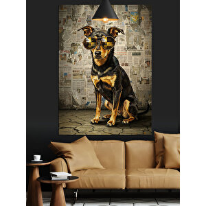 Gazete Fon Köpek Dekoratif Kanvas - Mdf Ahşap Tablo 25x35 cm