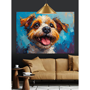 Sevimli Yüzlü Küçük Köpek Dekoratif Kanvas - Mdf Ahşap Tablo