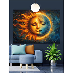 Güneş Ve Ay Yüzü Dekoratif Kanvas - Mdf Ahşap Tablo