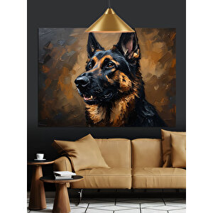 Alman Kurdu Köpek Portresi Dekoratif Kanvas - Mdf Ahşap Tablo 70x100 cm