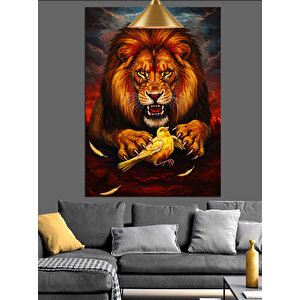 Aslan Ve Kanarya Dekoratif Kanvas - Mdf Ahşap Tablo