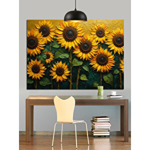 Güneşe Bakan Ayçiçekleri Dekoratif Kanvas - Mdf Ahşap Tablo 50x70 cm