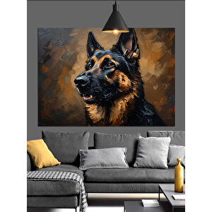 Alman Kurdu Köpek Portresi Dekoratif Kanvas - Mdf Ahşap Tablo 50x70 cm