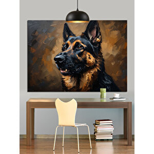 Alman Kurdu Köpek Portresi Dekoratif Kanvas - Mdf Ahşap Tablo