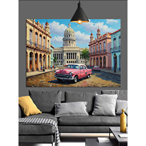 Klasik Araba Ve Parlamento Dekoratif Kanvas - Mdf Ahşap Tablo 70x100 cm