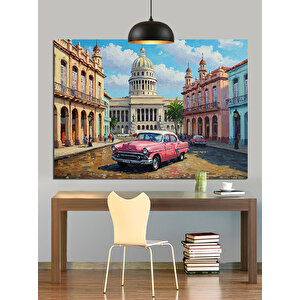 Klasik Araba Ve Parlamento Dekoratif Kanvas - Mdf Ahşap Tablo 70x100 cm