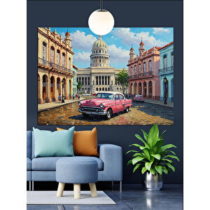 Klasik Araba Ve Parlamento Dekoratif Kanvas - Mdf Ahşap Tablo