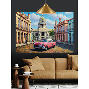 Klasik Araba Ve Parlamento Dekoratif Kanvas - Mdf Ahşap Tablo