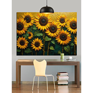 Güneşe Bakan Ayçiçekleri Dekoratif Kanvas - Mdf Ahşap Tablo 70x100 cm