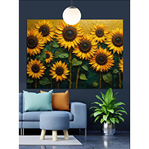 Güneşe Bakan Ayçiçekleri Dekoratif Kanvas - Mdf Ahşap Tablo 70x100 cm