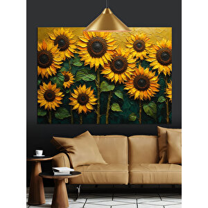 Güneşe Bakan Ayçiçekleri Dekoratif Kanvas - Mdf Ahşap Tablo 70x100 cm