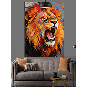 Erkek Aslan Kükremesi Dekoratif Kanvas - Mdf Ahşap Tablo 50x70 cm