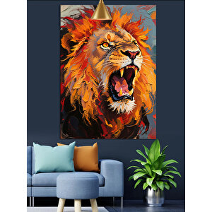Erkek Aslan Kükremesi Dekoratif Kanvas - Mdf Ahşap Tablo