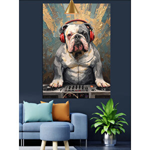 Dj Köpek Bulldog Dekoratif Kanvas - Mdf Ahşap Tablo