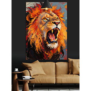 Erkek Aslan Kükremesi Dekoratif Kanvas - Mdf Ahşap Tablo