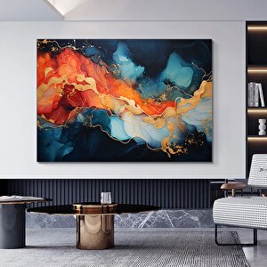 Lüks Mermer Duvar Sanatı; Altın-mavi Tonlar 60x120 cm