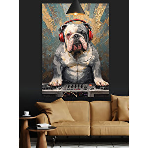 Dj Köpek Bulldog Dekoratif Kanvas - Mdf Ahşap Tablo 35x50 cm