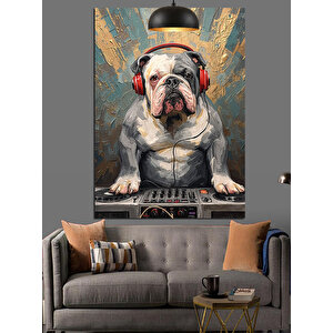 Dj Köpek Bulldog Dekoratif Kanvas - Mdf Ahşap Tablo