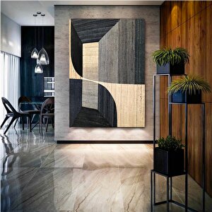 Modern Geometrik Duvar Sanatı Kanvas; Mavi Mermer Desen; Lüks Sanat 40x60 cm