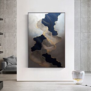 Mavi Altın Soyut Kanvas, Soyut Duvar Sanatı, Mavi Mermer Dekor, Mavi Altın Modern Sanat