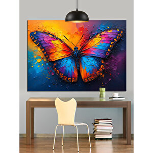 Renkli Sanatsal Kelebek Dekoratif Kanvas - Mdf Ahşap Tablo 35x50 cm