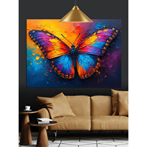 Renkli Sanatsal Kelebek Dekoratif Kanvas - Mdf Ahşap Tablo
