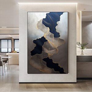 Mavi Altın Soyut Kanvas, Soyut Duvar Sanatı, Mavi Mermer Dekor, Mavi Altın Modern Sanat 20x30 cm