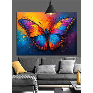 Renkli Sanatsal Kelebek Dekoratif Kanvas - Mdf Ahşap Tablo 25x35 cm