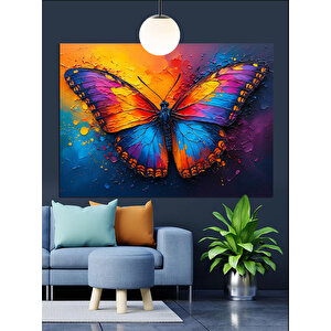 Renkli Sanatsal Kelebek Dekoratif Kanvas - Mdf Ahşap Tablo