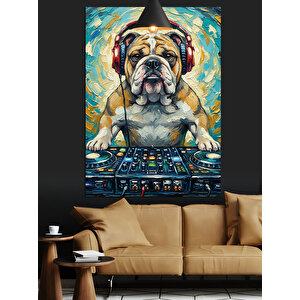Dj Köpek Kulaklık Dekoratif Kanvas - Mdf Ahşap Tablo