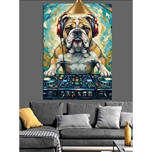 Dj Köpek Kulaklık Dekoratif Kanvas - Mdf Ahşap Tablo