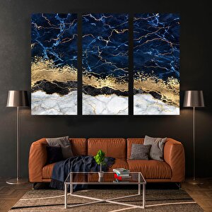Mavi Altın Soyut Kanvas Baskısı; Lüks Mermer Sanatı