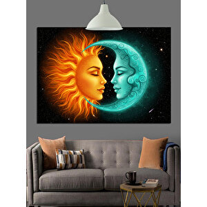 Güneş Ve Ay Yüzü Dekoratif Kanvas - Mdf Ahşap Tablo