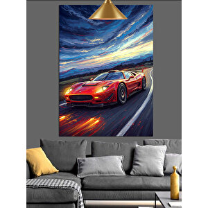 Hızlı Spor Araba Dekoratif Kanvas - Mdf Ahşap Tablo 70x100 cm